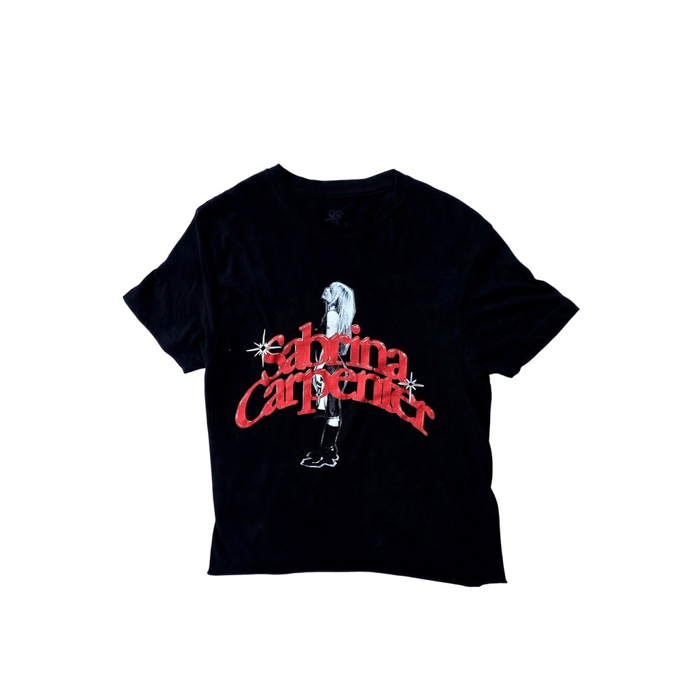 Sabrina Carpenter Black Graphic Tee Emails I Cant Send Red Logo Baby Tee Large